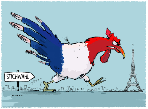 Cartoon: Frankreich wählt... (medium) by markus-grolik tagged machtkampf,frankreich,nationalversammlung,parlamentswahlen,marine,le,pen,rassemblement,national,praesident,emmanuel,macron,nouveau,front,populaire,paris,jordan,bardella,parlamentswahl,machtkampf,frankreich,nationalversammlung,parlamentswahlen,marine,le,pen,rassemblement,national,praesident,emmanuel,macron,nouveau,front,populaire,paris,jordan,bardella,parlamentswahl