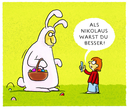 Cartoon: Frohe Ostern! (medium) by markus-grolik tagged ostern,osterhase,familie,vater,sohn,kind,ferien,nikolaus,handy,foto,video,tradition,ostern,osterhase,familie,vater,sohn,kind,ferien,nikolaus,handy,foto,video,tradition