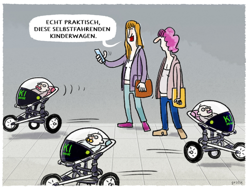 Cartoon: Frühkindliche Mobilitaet... (medium) by markus-grolik tagged autocartoon,selbstfahrende,kinderwagen,ki,tesla,familie,kind,muetter,automatisierung,mobilitaet,autocartoon,selbstfahrende,kinderwagen,ki,tesla,familie,kind,muetter,automatisierung,mobilitaet