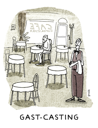 Cartoon: Gast-Casting (medium) by markus-grolik tagged casting,dienstleistungswüste,servicealndschaft,cafe,coffeeshop,espresso,altersheim,cappucino,restaurant,gaststätte