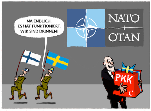 Cartoon: Geschenk für Erdogan (medium) by markus-grolik tagged nato,beitritt,schweden,finnland,tuerkei,erdogan,pkk,kurden,gueylen,syrien,russland,ukraine,krieg,nato,beitritt,schweden,finnland,tuerkei,erdogan,pkk,kurden,gueylen,syrien,russland,ukraine,krieg