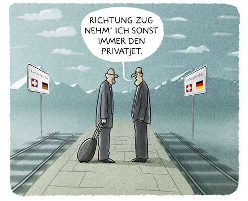 Cartoon: ...Grenzverkehr... (medium) by markus-grolik tagged zug,steuer,schweiz,deutschland,jet,reich,arm,steuerflucht,steuerschlupfloch,banken,zug,steuer,schweiz,deutschland,jet,reich,arm,steuerflucht,steuerschlupfloch,banken