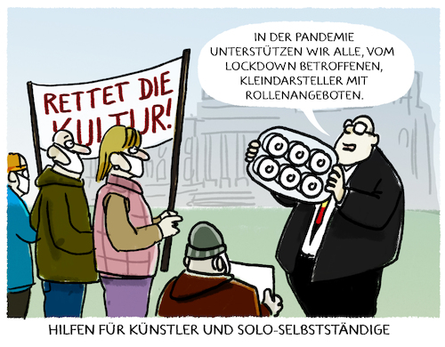 Cartoon: Hilfsmassnahmen (medium) by markus-grolik tagged kunst,kleinkunst,solo,selbstständige,corona,pandemie,covid,merkel,grütters,bundesregierung,berufsverbot,verdienstausfälle,existenz,insolvenz,kultur,schauspieler,kleindarsteller,kunst,kleinkunst,solo,selbstständige,corona,pandemie,covid,merkel,grütters,bundesregierung,berufsverbot,verdienstausfälle,existenz,insolvenz,kultur,schauspieler,kleindarsteller