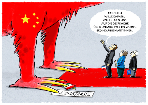 Cartoon: ...hoher Besuch... (medium) by markus-grolik tagged xi,jinping,macron,merkel,juncker,china,paris,peking,seidenstrasse,brüssel,handel,wettbewerb,wachstum,industrie,asien,berlin,deutschland,frankreich,xi,jinping,macron,merkel,juncker,china,paris,peking,seidenstrasse,brüssel,handel,wettbewerb,wachstum,industrie,asien,berlin,deutschland,frankreich