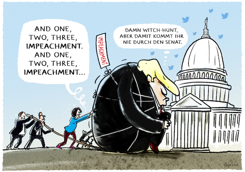 Cartoon: Impeachmentverfahren.. (medium) by markus-grolik tagged trump,pelosi,impeachment,senat,republikaner,demokraten,anklage,washington,usa,witch,hunt,trump,pelosi,impeachment,senat,republikaner,demokraten,anklage,washington,usa,witch,hunt