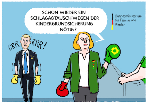 Cartoon: Infight... (medium) by markus-grolik tagged fdp,kindergrundsicherung,ampel,spd,gruene,lindner,familie,kinder,bundesfinanzminister,lisa,paus,familienminsterin,schuldenbremse,deutschland,kinderarmut,fdp,kindergrundsicherung,ampel,spd,gruene,lindner,familie,kinder,bundesfinanzminister,lisa,paus,familienminsterin,schuldenbremse,deutschland,kinderarmut