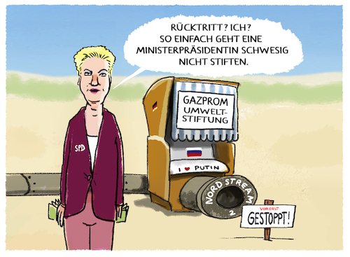 Cartoon: Mecklenburg-Vorpommern... (medium) by markus-grolik tagged manuela,schwesig,erwin,sellering,stiftungsvorstand,klimastiftung,gazprom,nordstream,russland,us,sanktionen,spd,putin,mecklenburg,vorpommern,schroeder,manuela,schwesig,erwin,sellering,stiftungsvorstand,klimastiftung,gazprom,nordstream,russland,us,sanktionen,spd,putin,mecklenburg,vorpommern,schroeder