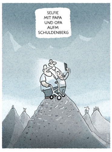 Cartoon: ..nach dem Gipfel.. (medium) by markus-grolik tagged grolik,cartoon,alt,jung,existenz,kredit,geldsorgen,geld,selfie,generationen,schuldenberg,schulden,g7,gipfel,gipfel,schulden,schuldenberg,generationen,selfie,geld,geldsorgen,kredit,existenz,jung,alt