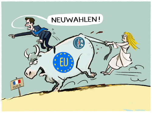 Cartoon: Neuwahlen in Frankreich... (medium) by markus-grolik tagged macron,marine,le,pen,frankreich,paris,rechtsruck,rn,rassemblement,national,rechtspopulisten,europa,eu,bruessel,macron,marine,le,pen,frankreich,paris,rechtsruck,rn,rassemblement,national,rechtspopulisten,europa,eu,bruessel