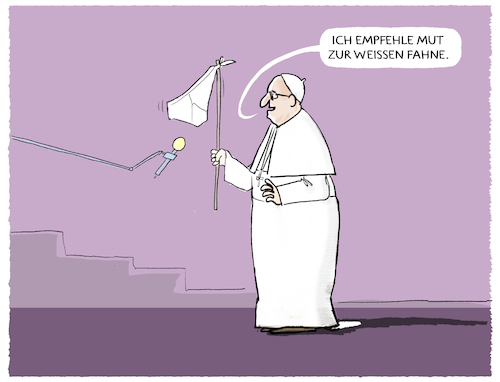 Cartoon: Papst zum Ukrainekrieg.. (medium) by markus-grolik tagged papst,ukraine,putin,russland,krieg,verhandlung,aufgabe,unterwerfung,weisse,fahne,verhandlungen,kirche,rom,vatikan,papst,ukraine,putin,russland,krieg,verhandlung,aufgabe,unterwerfung,weisse,fahne,verhandlungen,kirche,rom,vatikan