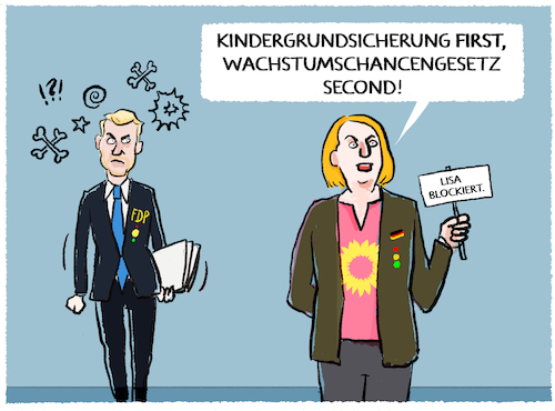 Cartoon: Paus und Lindner (medium) by markus-grolik tagged lisa,paus,fdp,gruene,spd,lindner,ampel,kindergrundsicherung,finanzminister,wachstumschancengesetz,wirtschaft,deutschland,streit,lisa,paus,fdp,gruene,spd,lindner,ampel,kindergrundsicherung,finanzminister,wachstumschancengesetz,wirtschaft,deutschland,streit