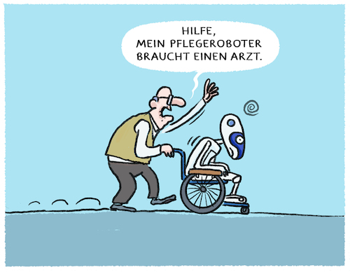 Cartoon: Pflegenotstand 2.0 (medium) by markus-grolik tagged pflegenotstand,pflegeroboter,digitalisierung,altenpflege,senioren,deutschland,demografie,automatisierung,robotik,bot,pflegenotstand,pflegeroboter,digitalisierung,altenpflege,senioren,deutschland,demografie,automatisierung,robotik,bot