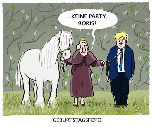 Cartoon: happy birthday (medium) by markus-grolik tagged queen,elisabeth,london,boris,johnson,partygate,coronaparty,lockdown,england,koenigin,royals,geburtstag,feier,grossbritannien,queen,elisabeth,london,boris,johnson,partygate,coronaparty,lockdown,england,koenigin,royals,geburtstag,feier,grossbritannien