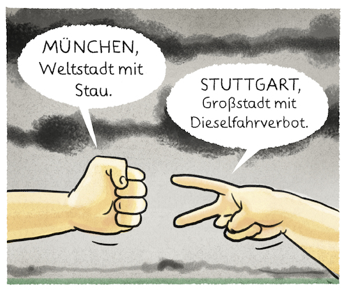 Cartoon: Schnick Schnack Schnuck (medium) by markus-grolik tagged stuttgart,feinstaub,dieselruss,verkehr,münchen,stau,bayern,deutschland,grenzwerte,verkehrspolitik,landespolitik,stuttgart,feinstaub,dieselruss,verkehr,münchen,stau,bayern,deutschland,grenzwerte,verkehrspolitik,landespolitik