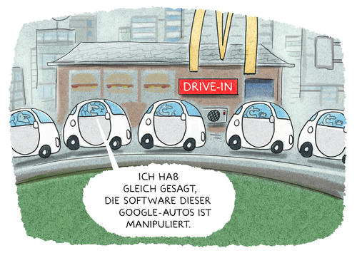 Cartoon: ..selbstfahrende Autos... (medium) by markus-grolik tagged selbstfahrend,selbstfahrede,google,auto,autos,android,apple,software,update,drive,in,mach,donalds,fast,food,design,hamburger,kugelauto,elektro,elektrisch,mobilität,logistik,verkehr,fahrer,lenkrad,automatisch,nahverkehr,cartoon,grolik,selbstfahrend,selbstfahrede,google,auto,autos,android,apple,software,update,drive,in,mach,donalds,fast,food,design,hamburger,kugelauto,elektro,elektrisch,mobilität,logistik,verkehr,fahrer,lenkrad,automatisch,nahverkehr,cartoon,grolik