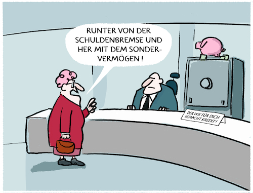 Cartoon: Sonderkonditionen für Sparer... (medium) by markus-grolik tagged banken,finanzen,schulden,schuldenbremse,sondervermoegen,kredite,zinsen,deutschland,sparer,sparkassen,kreditvergabe,schufa,haushalt,banken,finanzen,schulden,schuldenbremse,sondervermoegen,kredite,zinsen,deutschland,sparer,sparkassen,kreditvergabe,schufa,haushalt