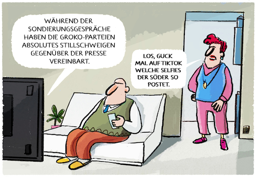 Cartoon: Sondierungs-Schweigegelübde.... (medium) by markus-grolik tagged sondierungen,stillschweigen,schweigegeluebde,presse,informationen,soeder,posts,tiktok,instagram,cdu,csu,merz,klingbeil,regierung,vertrauen,politik,groko,sondierungen,stillschweigen,schweigegeluebde,presse,informationen,soeder,posts,tiktok,instagram,cdu,csu,merz,klingbeil,regierung,vertrauen,politik,groko