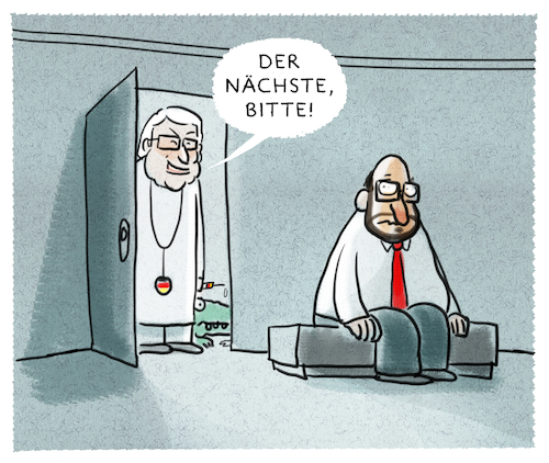 Cartoon: ....Sprechstundenhilfe... (medium) by markus-grolik tagged spd,groko,steinmeier,bundespräsident,schulz,opposition,cdu,deutschland,spd,groko,steinmeier,bundespräsident,schulz,opposition,cdu,deutschland