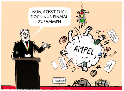 Cartoon: Steinmeier kritisiert Ampel... (medium) by markus-grolik tagged bundespraesident,steinmeier,werkbank,ampel,spd,fdp,gruene,bundesregierung,deutschland,demokratie,schuldenbremse,uebergangsregierung,bundespraesident,steinmeier,werkbank,ampel,spd,fdp,gruene,bundesregierung,deutschland,demokratie,schuldenbremse,uebergangsregierung