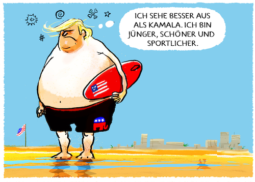 Cartoon: Trump... (medium) by markus-grolik tagged trump,eitel,alter,mann,frau,donald,wahlkampf,kamala,harris,demokraten,republikaner,trump,eitel,alter,mann,frau,donald,wahlkampf,kamala,harris,demokraten,republikaner