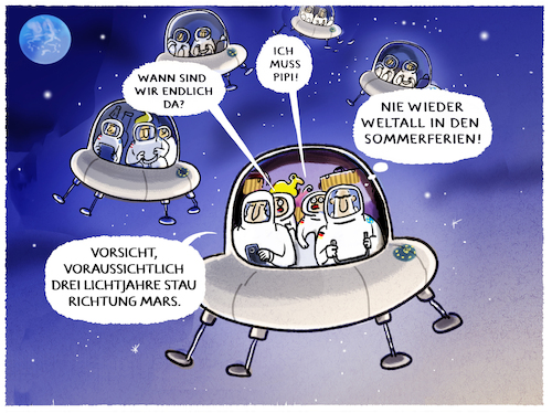 Cartoon: Urlaubszeit ist Reisezeit... (medium) by markus-grolik tagged urlaubszeit,reisezeit,lebenszeit,familie,urlaub,fernreise,stau,weltall,mars,mensch,ferien,verkehr,verkehrsstau,verkehrswarnung,kinder,auto,autoverkehr,sommer,urlaubsziel,erholung,urlaubszeit,reisezeit,lebenszeit,familie,urlaub,fernreise,stau,weltall,mars,mensch,ferien,verkehr,verkehrsstau,verkehrswarnung,kinder,auto,autoverkehr,sommer,urlaubsziel,erholung