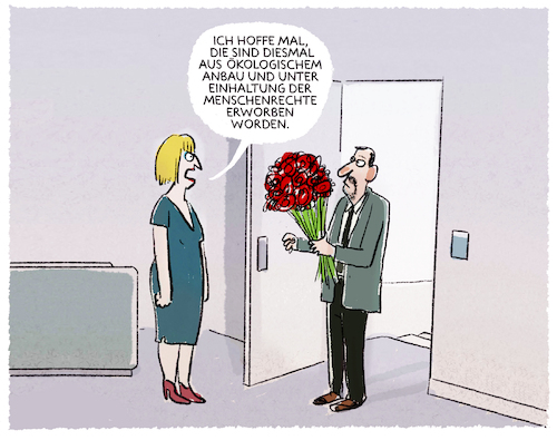 Cartoon: Valentinstag (medium) by markus-grolik tagged valentinstag,blumen,liebe,mann,frau,anbau,lieferketten,arbeitsbedingungen,fairtrade,oekologie,konsum,konsumenten,standards,menschenrechte,wertegeleitete,aussenpolitik,valentinstag,blumen,liebe,mann,frau,anbau,lieferketten,arbeitsbedingungen,fairtrade,oekologie,konsum,konsumenten,standards,menschenrechte,wertegeleitete,aussenpolitik