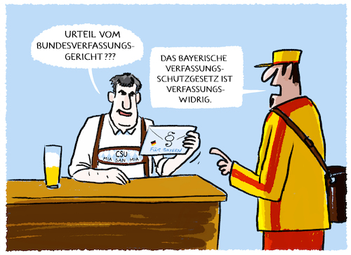 Cartoon: Verfassungsschutz.... (medium) by markus-grolik tagged bayern,verfassungsschutz,verfassungswidrig,bundesverfassungsgericht,karlsruhe,urteil,deutschland,demokratie,rechtsstaat,bayern,verfassungsschutz,verfassungswidrig,bundesverfassungsgericht,karlsruhe,urteil,deutschland,demokratie,rechtsstaat