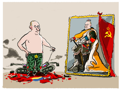 Cartoon: Zar Putin der Größenwahnsinnige (medium) by markus-grolik tagged putin,russland,zar,peter,der,grosse,vergleich,ukraine,krieg,moskau,grossreich,imperialismus,putin,russland,zar,peter,der,grosse,vergleich,ukraine,krieg,moskau,grossreich,imperialismus