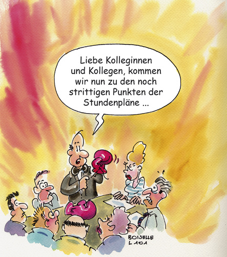 Cartoon: Stundenpläne (medium) by Boiselle tagged lehrer,stundenplan,stundenpläne,boxhandschuhe,sitzung,besprechnung,lehrerzimmer,schreibtisch,unterhaltung,diskussion,kollegen,kolleginnen,beamte,schule,schüler,unterricht,unterrichtsplan,schulplan,unterrichtspläne,schulpläne,steffen,boiselle,lehrer,stundenplan,stundenpläne,boxhandschuhe,sitzung,besprechnung,lehrerzimmer,schreibtisch,unterhaltung,diskussion,kollegen,kolleginnen,beamte,schule,schüler,unterricht,unterrichtsplan,schulplan,unterrichtspläne,schulpläne