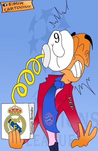 Cartoon: Guardiola surprise!!!! (medium) by emir cartoons tagged munchen,bayern,madrid,real,league,champions,surprise,guardiola