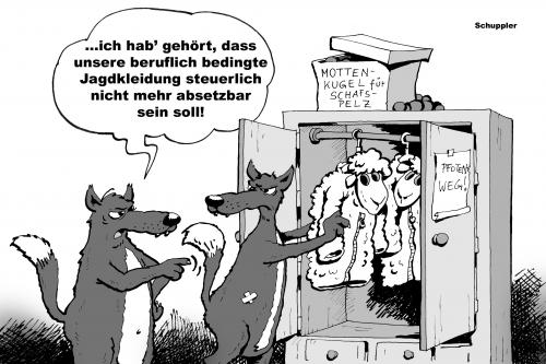 Cartoon: arbeitskleidung (medium) by schuppi tagged kleidung,arbeitskleidung,steuer,steuerabzug,kasten,kleiderkasten,wolf,pelz,schaf,finanzen,finanz,arbeitskleidung,kleidung,klamotten,anziehsachen,steuer,steuerabzug,schrank,kleiderschrank,wolf,geißlein,pelz,geld,abgaben,verkleidung,verkleiden,jagen,jäger,absetzen,schafspelz,märschen,tiere,schaf,finanzen