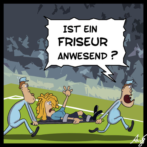 Cartoon: Friseur (medium) by Anjo tagged frauenfussball,frau,fussball,em,wm,wm,fussball,frauenfussball,frauenfußball,sport,frauen,männer,fußball,frauenwm