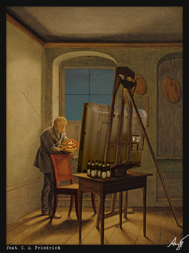 Cartoon: Im Atelier (medium) by Anjo tagged tv,hooked,fernsehsüchtig,atelier,caspar,david,friedrich,flatscreen,flachbildschirm,kunst,tv,flachbildschirm,kunst,flatscreen,caspar david friedrich,künstler,malen,maler,medien,technologie,caspar,david,friedrich