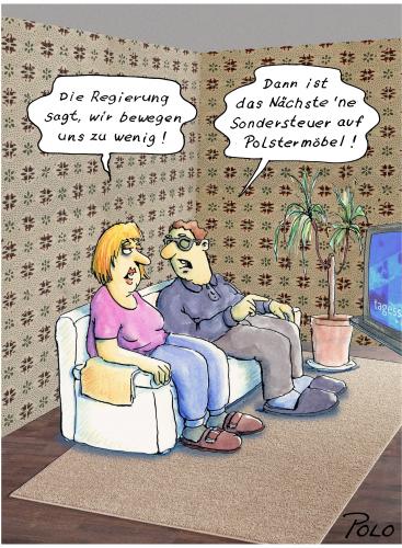 Cartoon: Sondersteuer auf Polstermöbel (medium) by POLO tagged steuer,sondersteuer,polstermöbel,bewegung,sport,gesundheit,steuer,steuerzahler,steuern,sondersteuer,polstermöbel,bewegung,sport,gesundheit,körper,fitness,faul,faulheit,gesellschaft,träge