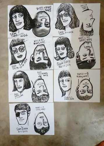 Cartoon: Face Series in Brush and Ink (medium) by sam seen tagged face