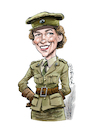 Cartoon: Honeysuckle Weeks (small) by Ian Baker tagged honeysuckle,weeks,welsh,wales,samantha,stewart,military,uniform,40s,foyles,war,tv,film,actress,ian,baker,cartoon,caricature,illustration,satire,parody,spoof,woman,beauty