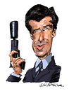 Cartoon: Pierce Brosnan (small) by Ian Baker tagged pierce,brosnan,james,bond,007,spy,film,caricature,goldeneye