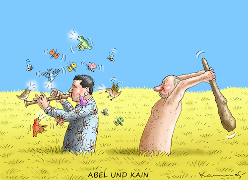 Cartoon: ABEL UND KAIN (medium) by marian kamensky tagged putins,bescherung,ukraine,provokation,swift,nato,osterweiterung,putins,bescherung,ukraine,provokation,swift,nato,osterweiterung