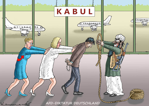 Cartoon: AFD-DIKTATUR DEUTSCHLAND (medium) by marian kamensky tagged afd,diktatur,deutschland,abschiebungen,afghanistan,faeser,afd,diktatur,deutschland,abschiebungen,afghanistan,faeser