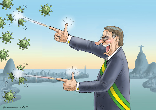 Cartoon: AMAZONATRUMP BOLSONARO (medium) by marian kamensky tagged coronavirus,epidemie,gesundheit,panik,stillegung,trump,pandemie,coronavirus,epidemie,gesundheit,panik,stillegung,trump,pandemie