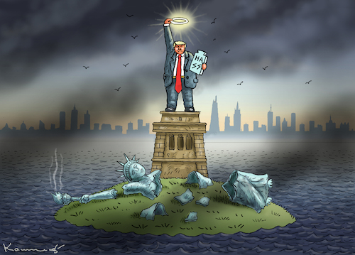 Cartoon: AMERIKANER LIEBEN HASS (medium) by marian kamensky tagged amerikaner,lieben,hass,trump,lady,liberty,amerikaner,lieben,hass,trump,lady,liberty