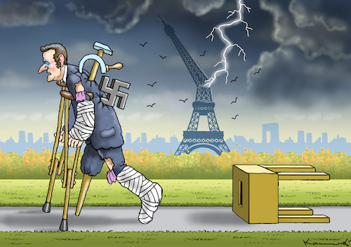 Cartoon: ANGESCHLAGENER MACRON (medium) by marian kamensky tagged angeschlagener,macron,angeschlagener,macron