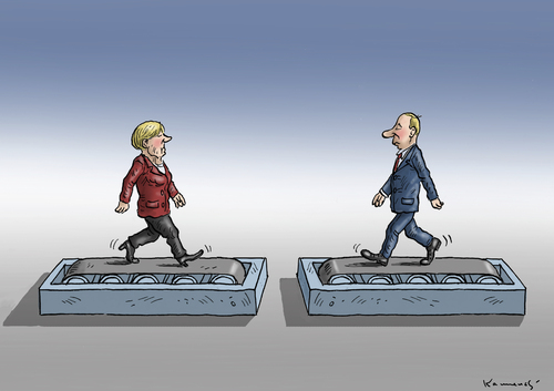 Cartoon: ANNÄHRUNGSVERSUCHE IN MAILAND (medium) by marian kamensky tagged krisentreffen,in,mailand,putin,merkel,ukraine,krise,krisentreffen,in,mailand,putin,merkel,ukraine,krise