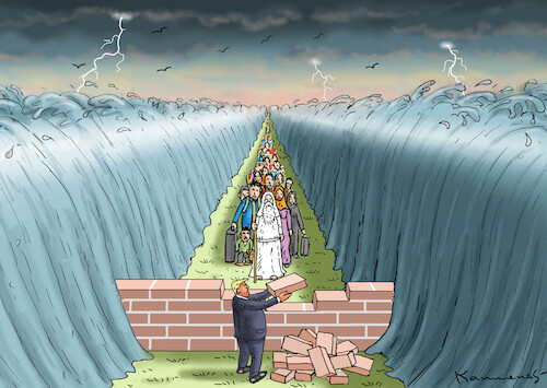 Cartoon: ANTI-MOSES (medium) by marian kamensky tagged trump,und,der,hurrikan,milton,trump,und,der,hurrikan,milton