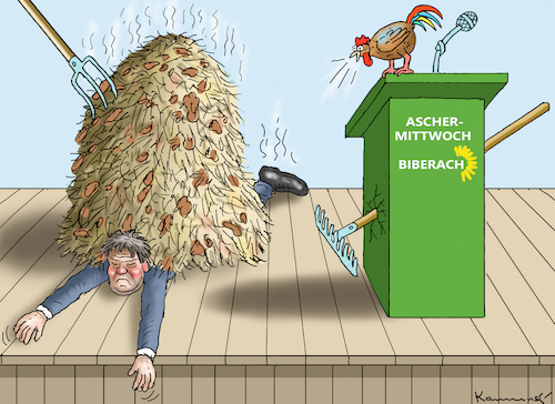 Cartoon: ASCHERMITTWOCH IN BEBERACH (medium) by marian kamensky tagged aschermittwoch,in,beberach,grüne,aschermittwoch,in,beberach,grüne