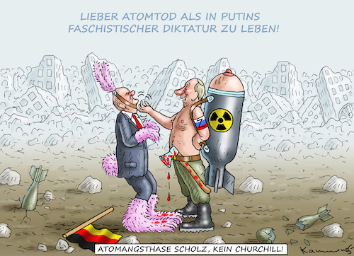 Cartoon: ATOMTOD BESSER ALS FASCHISMUS (medium) by marian kamensky tagged putins,bescherung,ukraine,provokation,baerbock,lawrow,nato,scholz,in,der,und,russland,osterweiterung,putins,bescherung,ukraine,provokation,baerbock,lawrow,nato,scholz,in,der,und,russland,osterweiterung