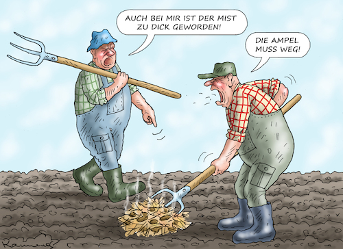 Cartoon: BAUERNGESPRÄCHE (medium) by marian kamensky tagged bauernaufstand,ampel,afd,gauland,scholz,rukwied,weselsky,bauernaufstand,ampel,afd,gauland,scholz,rukwied,weselsky