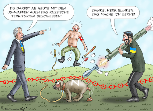 Cartoon: BLINKEN BESUCHT UKRAINE (medium) by marian kamensky tagged blinken,besucht,ukraine,blinken,besucht,ukraine