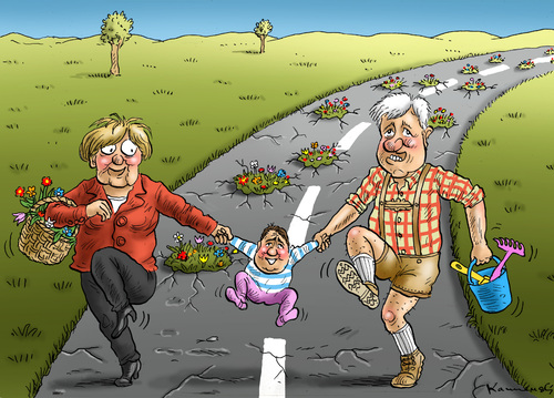 Cartoon: Blühende Mautschaften (medium) by marian kamensky tagged seehofer,merkel,gabriel,siegmar,groko,maut,blühende,landschaften,groko,siegmar,gabriel,merkel,seehofer,maut,blühende,landschaften