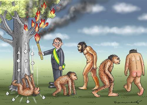 Cartoon: BOLSONAROS DEVOLUTION (medium) by marian kamensky tagged jair,bolsonaro,brasilien,präsidentenwahl,faschismus,nationalisms,rechtsradikal,rassistisch,trump,mercosur,jair,bolsonaro,brasilien,präsidentenwahl,faschismus,nationalisms,rechtsradikal,rassistisch,trump,mercosur